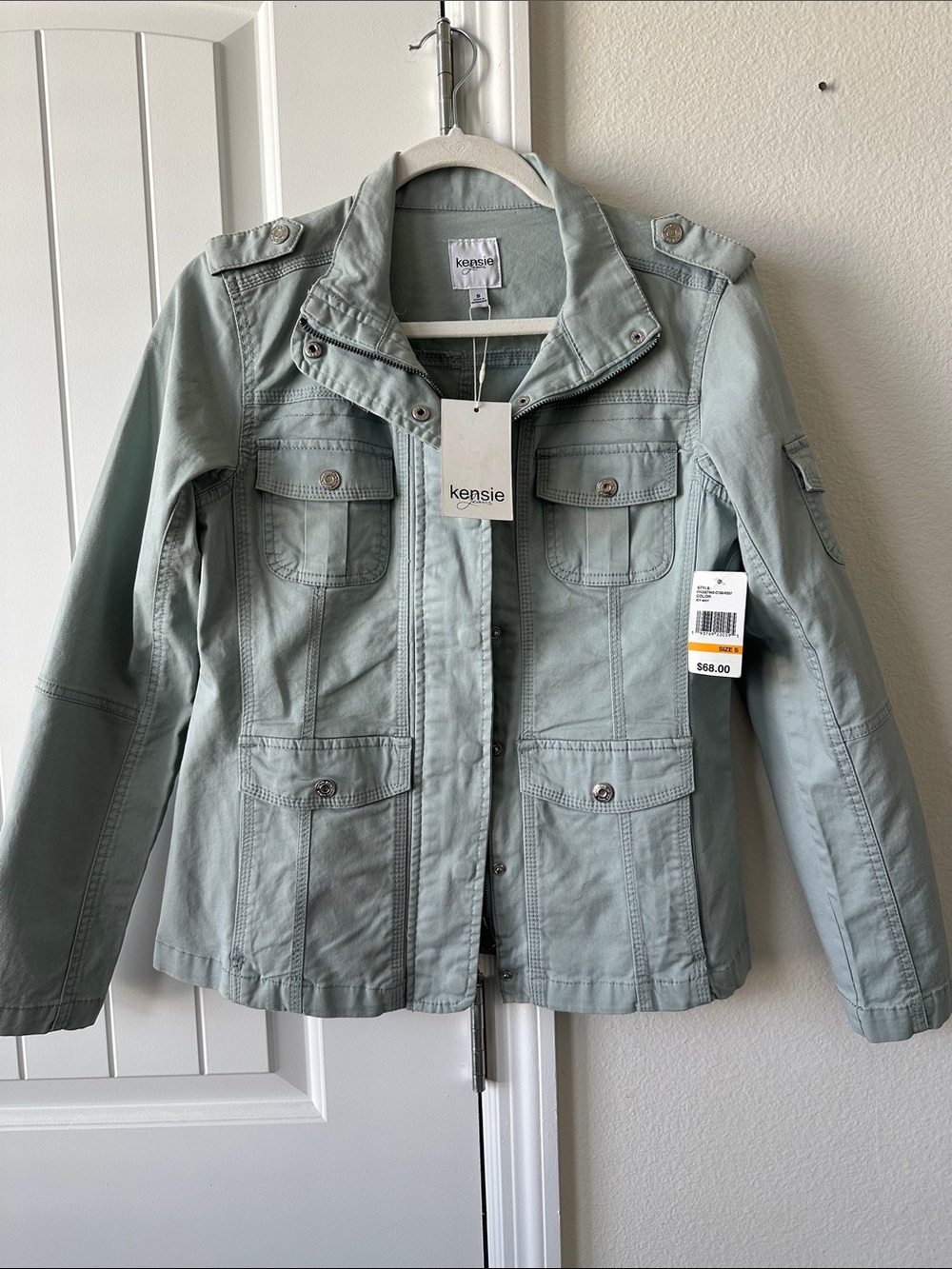Kensie Light Sage Utility Jean Jacket